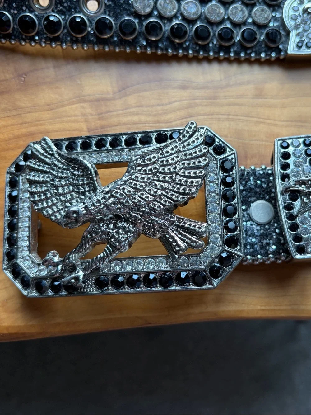 Embellished Black Crystal Men's Western Belt
